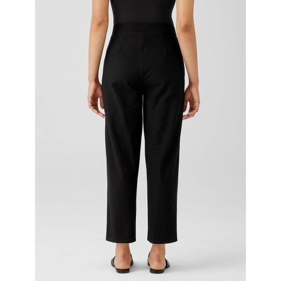 Eileen Fisher Knitted Wide Leg Stretch Black Pants Women's Large - Picture 2 of 12